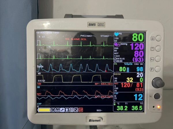 Monitor multiparametro bionet bm5 com capnografia e pressão invasiva IBP